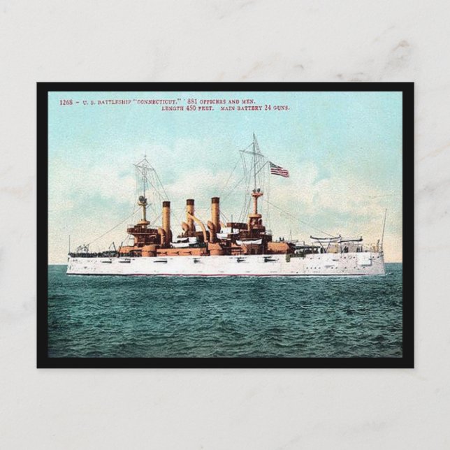 Alte Postkarte - US-Schlacht "Connecticut" (Vorderseite)