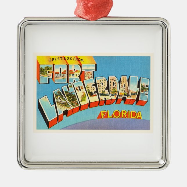 Alte Reise-Andenken des Fort Lauderdale-#2 Florida Silbernes Ornament (Vorne)