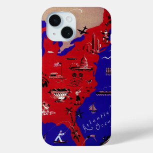 Alte Reisekarte der USA des Reisebüros iPhone 15 Hülle