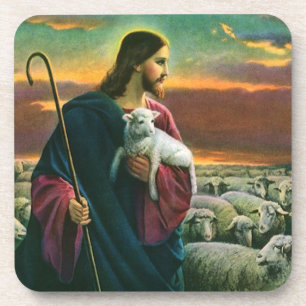 Alte Religion, Christus guter Hirte mit Herde Getränkeuntersetzer
