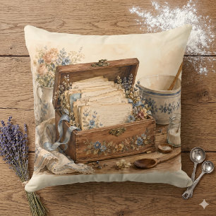 Alte Rezepte-Box Landhaus-Küche Kissen