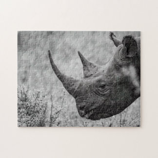 Alte Rhinozeros - Schwarz-Weiß-HD-Foto-Puzzle