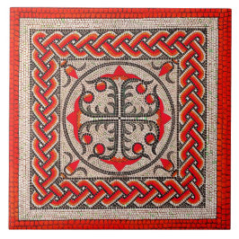 Alte römische MosaikIllustration Scharlachrot Fliese