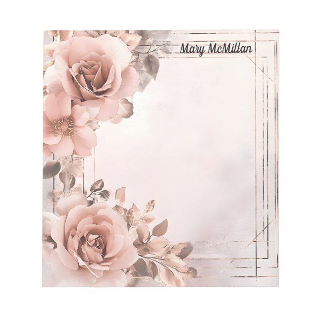 Alte Rose Schöner Blumenhintergrund Valentine Notizblock (Vorderseite)