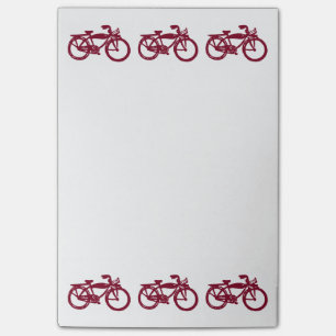 Alte rote Fahrrad-Post-it-Notizen Post-it Klebezettel