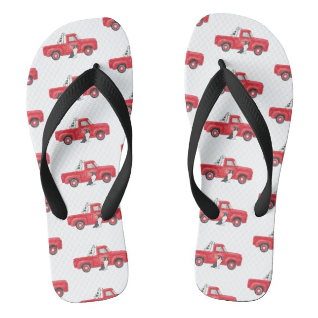 Alte rote LKW-Farm Ranch Hunde Flip Flops (Fußbett)