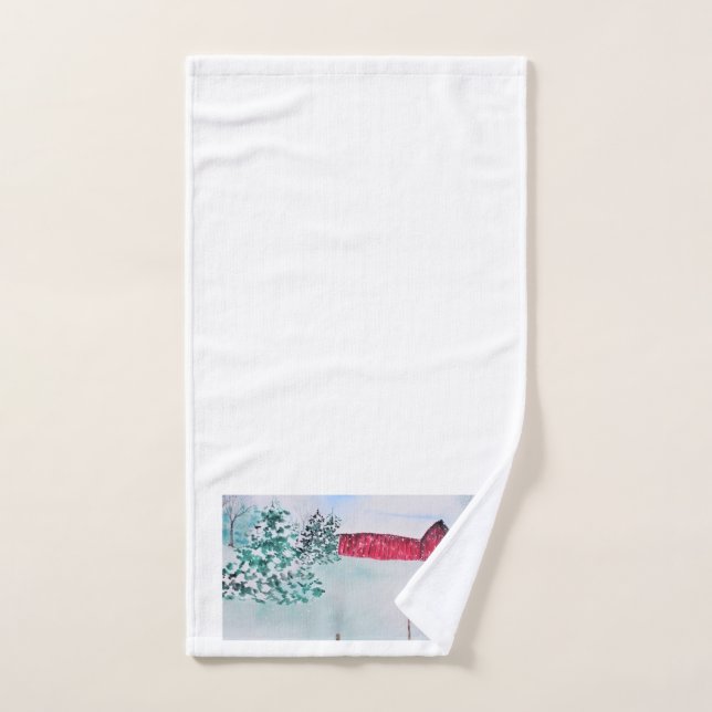 Alte rote Scheune in Schnee Handtuch (Handtuch)