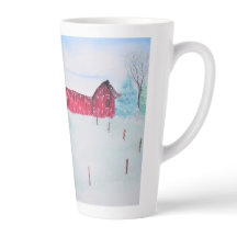 Alte rote Scheune in Schnee