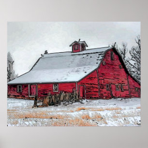 Alte rote Scheune Poster
