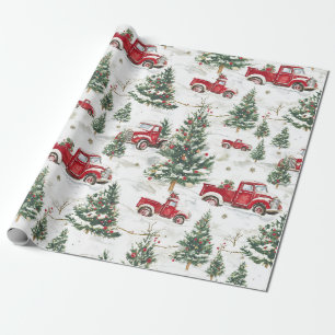 Alte rote Weihnachtsbäume LKW Geschenkpapier