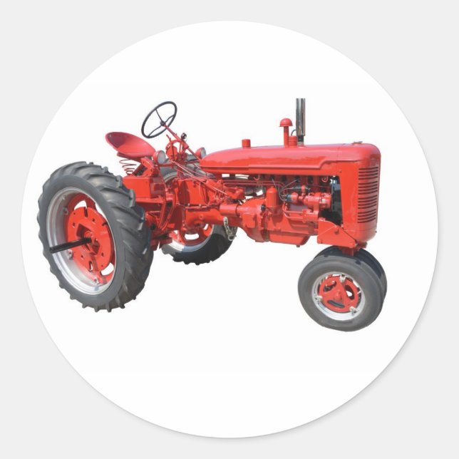 alte rote Zugmaschine Runder Aufkleber (Vorderseite)