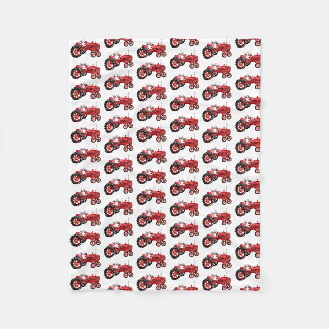 Alte rote Zugmaschine zeichnend Fleecedecke (Vorderseite)