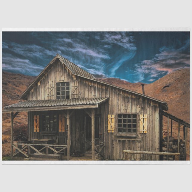 Alte Rustikale Barnwood Hütte DekoPage Kunst, Dich Seidenpapier (Vorderseite)