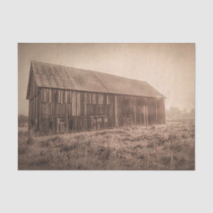 Alte rustikale Vintage-Sepia-Scheune auf dem Feld Seidenpapier