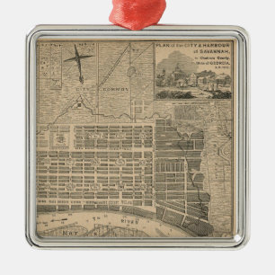 Alte Savannah-Kartenverzierung Silbernes Ornament