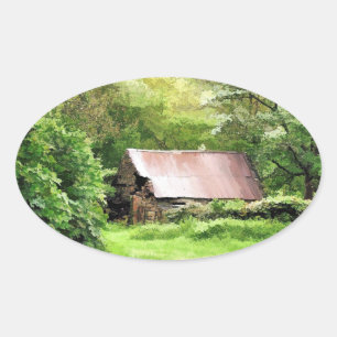 ALTE SCHEUNE OVALER AUFKLEBER