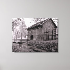 Alte Scheunen-Schwarzweiss-Bild auf Leinwand