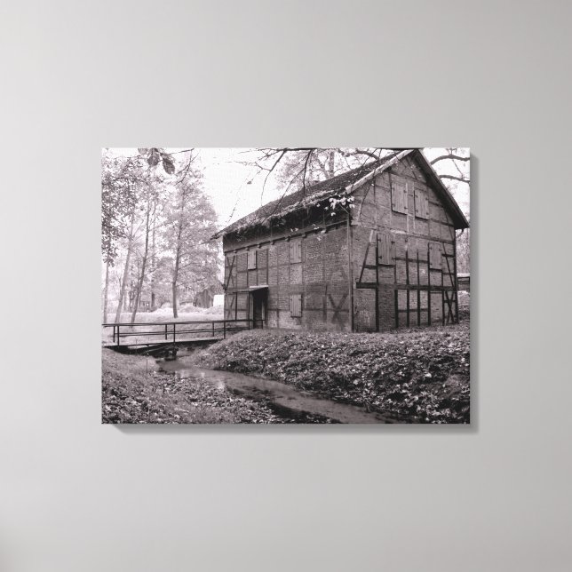 Alte Scheunen-Schwarzweiss-Bild auf Leinwand (Vorderseite)