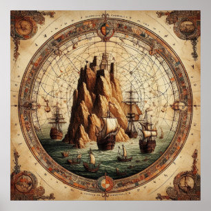 Alte Schiffe Portugals Karte 1 Poster