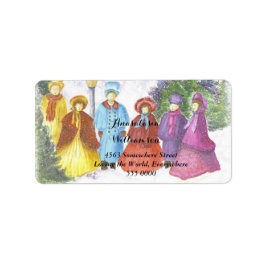 ALTE SCHNELLE CHRISTMAS CAROLERS-ADRESSE ADRESSAUFKLEBER