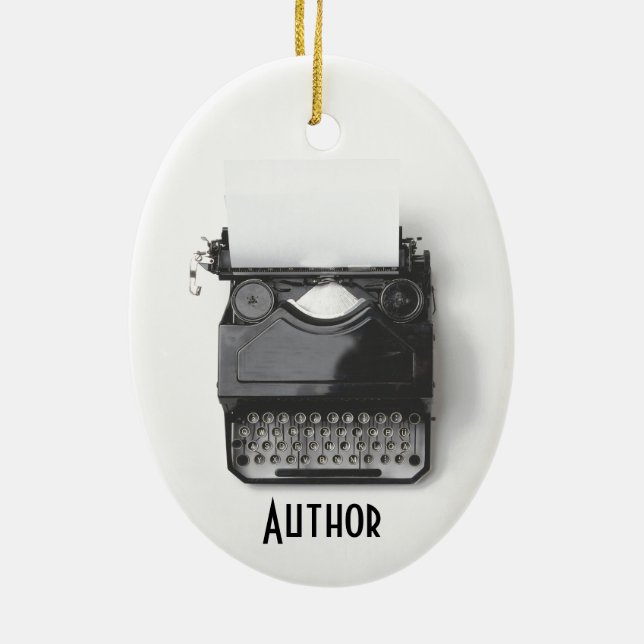 Alte Schreibmaschine für Autor, Journalist, Keramikornament (Hinten)