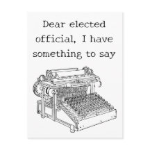 Alte Schreibmaschinenbotschaft an gewählte Beamte