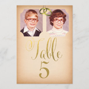 Alte Schul-Fotos Hochzeit Tisch Nummer Karten