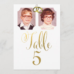 Alte Schul-Fotos Hochzeit Tischnummernkarten Einladung