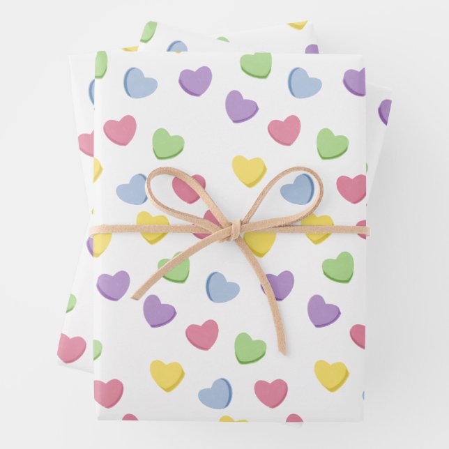 Alte Schule 90er Jahre Valentinin's Candy Colored  Geschenkpapier Set (Beispiel)