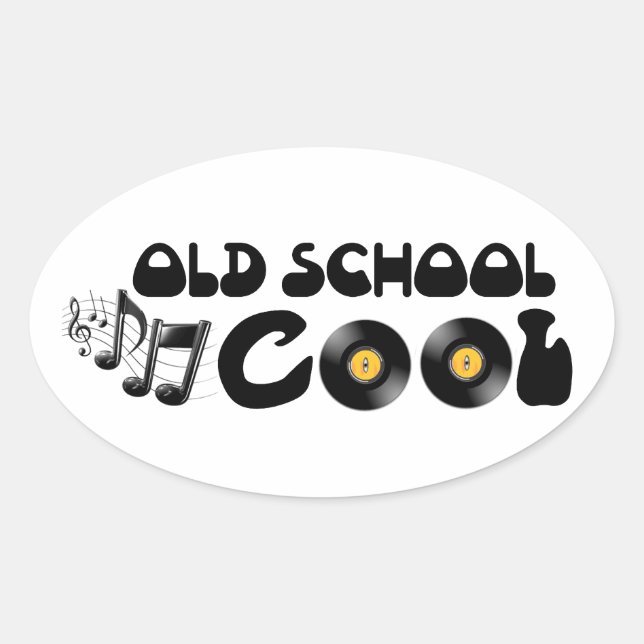 Alte Schule Cool - Vinyl-Platten und gute Musik Ovaler Aufkleber (Vorderseite)