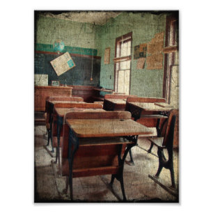 Alte Schule, Einzimmerschule mit Aussicht Fotodruck