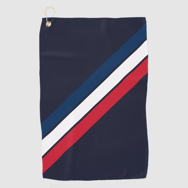 Alte Schule gestreifter 70er 80er Retro Racing Str Golfhandtuch (Vorderseite)