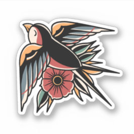 Alte Schule inspirierte farbenfrohe schluckende Ge Aufkleber