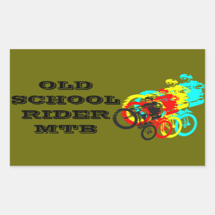 Alte Schule MTB / Trials Bike Wheelie Rechteckiger Aufkleber