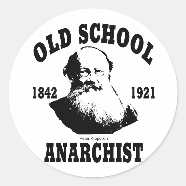 Alte Schule — Peter Kropotkin Runder Aufkleber (Vorderseite)