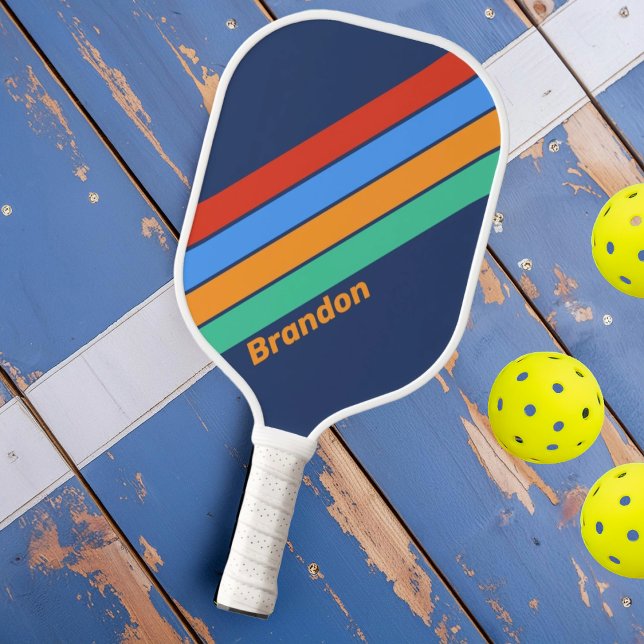 Alte Schule Retro Regenbogen mit Namen Pickleball Schläger (Von Creator hochgeladen)