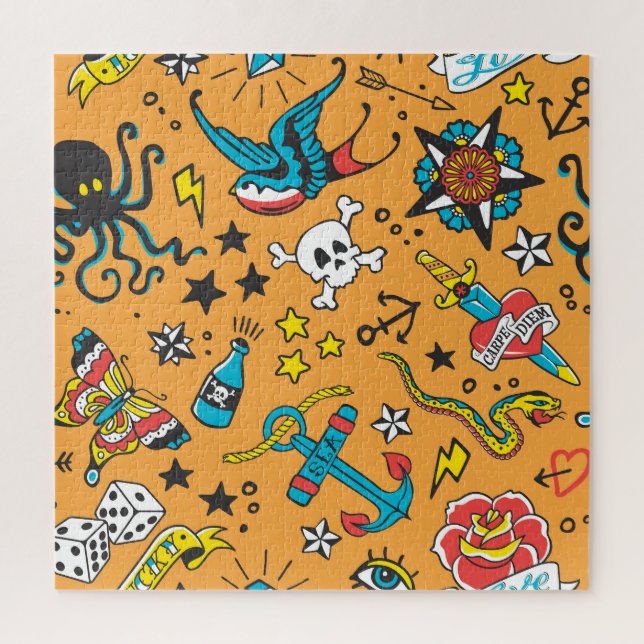 Alte Schule Tattoo: Niedlich nahtlos (Vertikal)