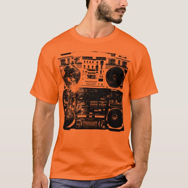 Alte SchuleBoombox Krawatten-Shirt T-Shirt (Vorderseite)