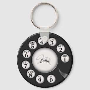 Alte Schulmonogramm-Drehtelefon-Skala Schlüsselanhänger