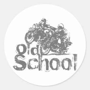 Alte Schulmotorrad-Laufen Runder Aufkleber
