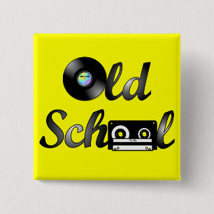Alte Schulmusik-Medium-Quadrat (Gelb) Button
