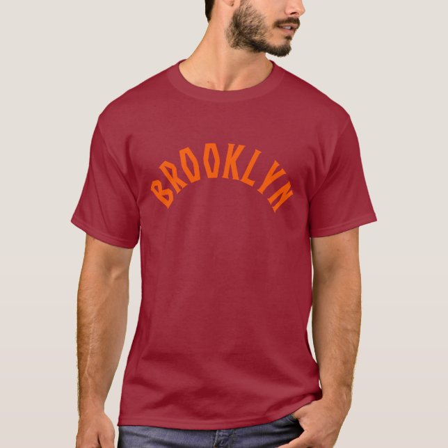 Alte Schultext-Shirt Brooklyns NYC - Orange T-Shirt (Vorderseite)