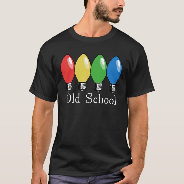 Alte Schulweihnachtsbaum-Lichter T-Shirt (Vorderseite)