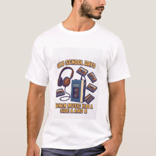 Alte Schulzeiten Retro-Musik-T-Shirt mit Seite A T-Shirt