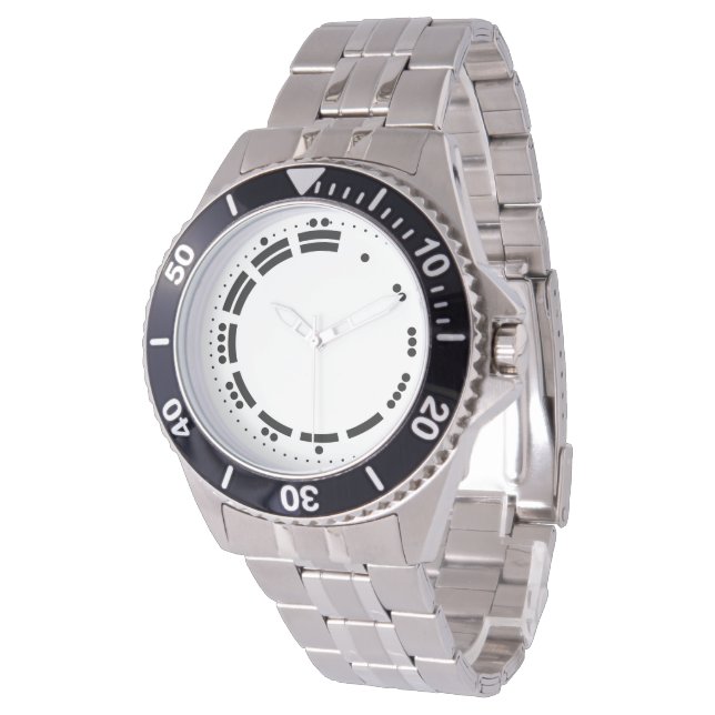 Alte Schwarz-weiße Maya-Zahlen Vector Art Armbanduhr (Schrägansicht)