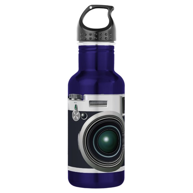 Alte schwarze Kamera Edelstahlflasche (Vorderseite)