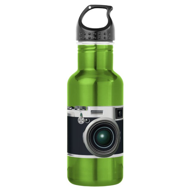 Alte schwarze Kamera Edelstahlflasche (Vorderseite)