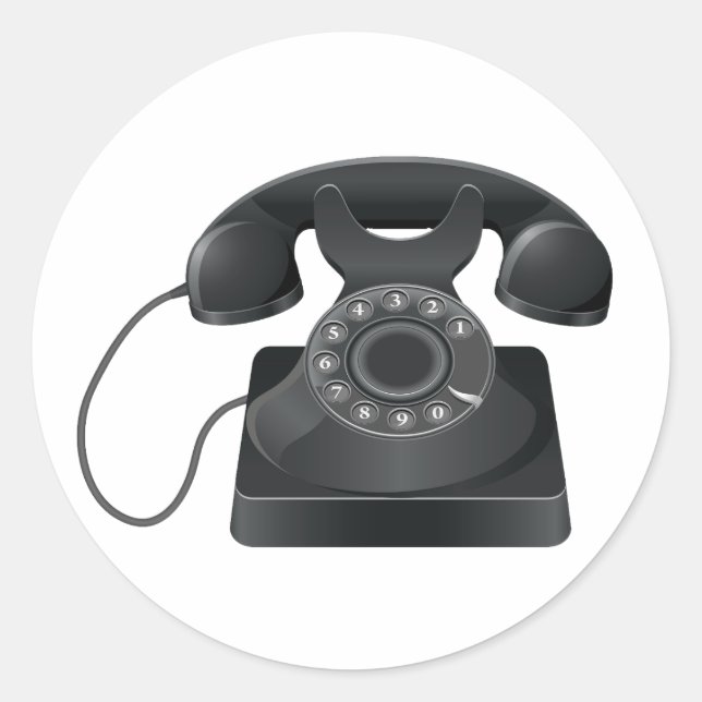 Alte schwarze Telefonkleber Runder Aufkleber (Vorderseite)