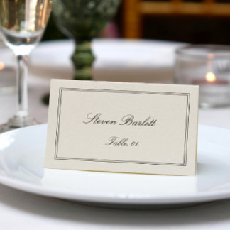 Alte Schwarze und Cremfarbene Hochzeitsplatzkarte  Einladung