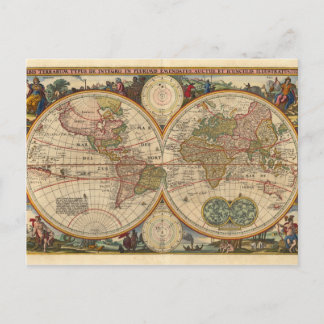 Alte, seltene und historische Weltkarte Postkarte